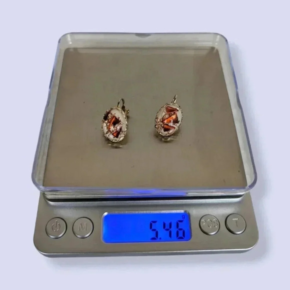 Vintage Glitter Lucite Red & White Earrings - Picture 6 of 6